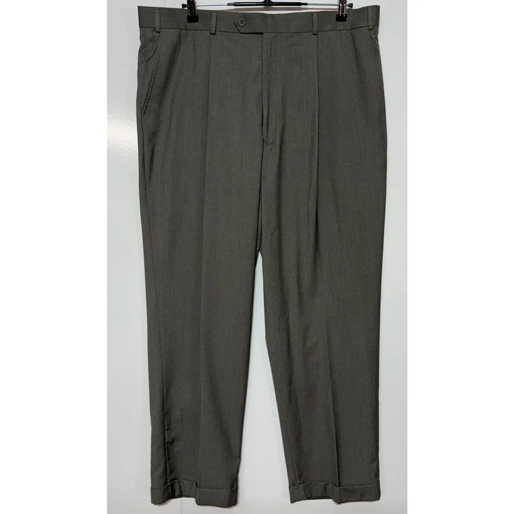 Alfani Dress Pants Mens 40X30 Gray Pleated‎ Casual Office Career NWT